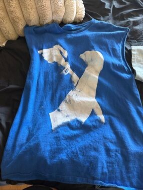 Blue Graphic Muscle Tee - Unbranded